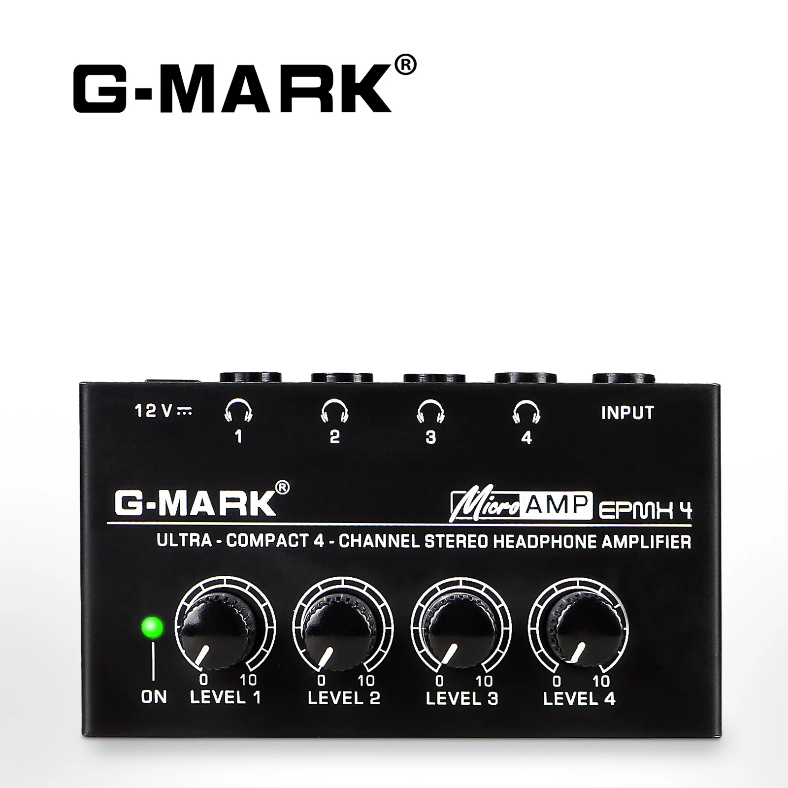 Headphone Amplifier G-MARK EPMH4 4 Channels Metal Stereo Audio Mini Earphone Splitter With Power Adapter