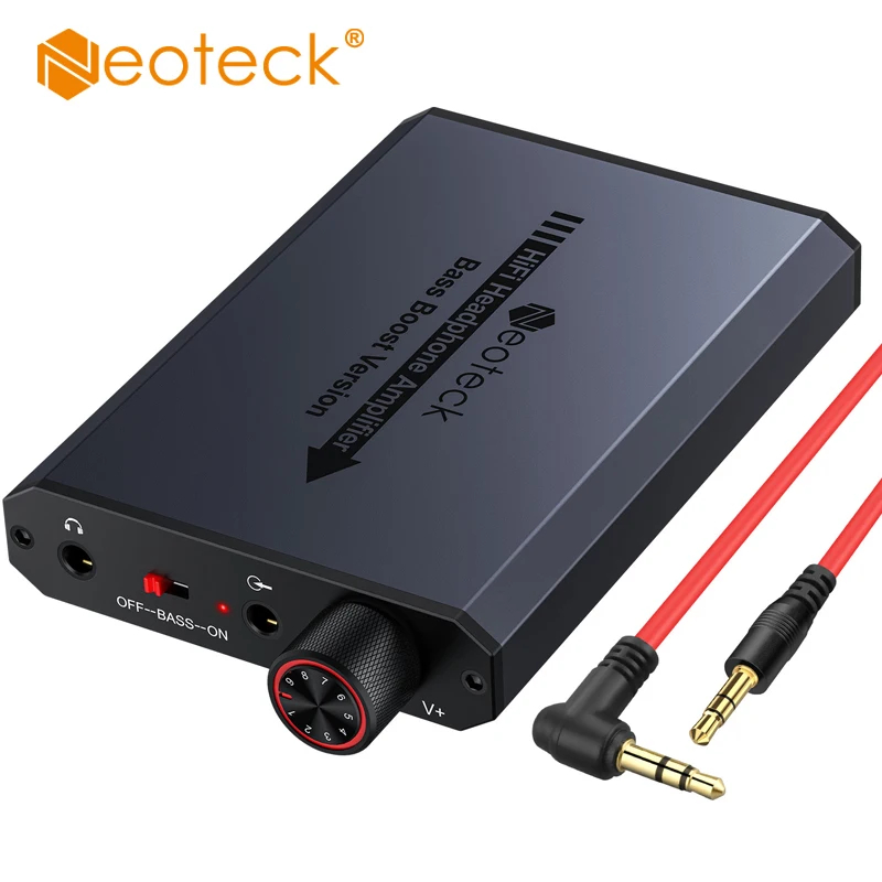 Neoteck 16-150 Ohm 3.5mm Hifi Headphone Amplifier With Bass Boost 3.5mm AUX In And Out Amp For Phones Computers PS4